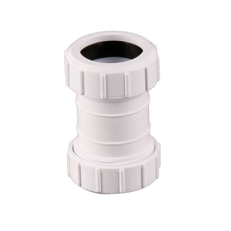 Waste Pipe Push Fit Compression Straight Connector 40mm White