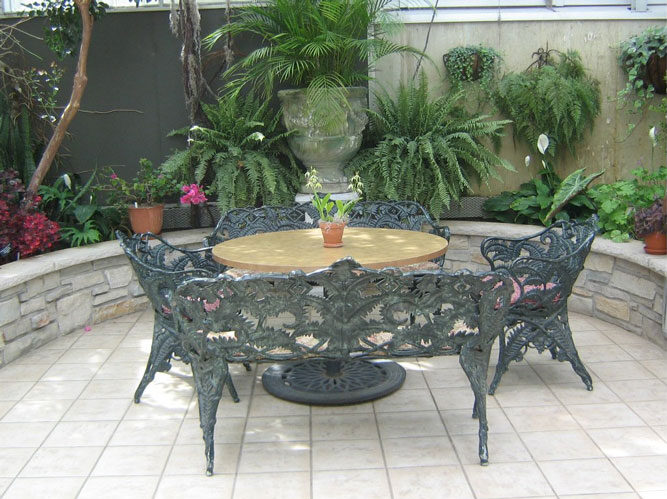 patio slabs and garden furniture