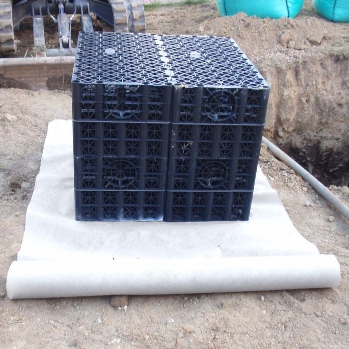 2 x Soakaway/ Drainage Crates 1000 x 1000 x 400mm With Geotextile Fabric 