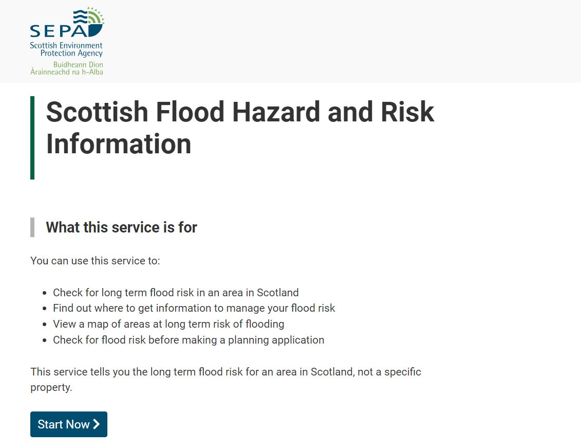 Flood risk area assessment in Scotland
