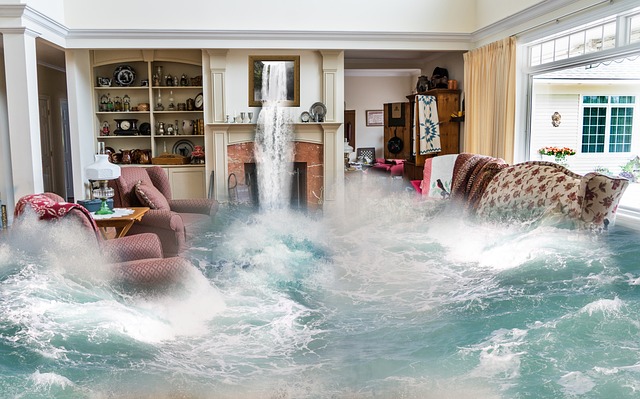 A flooded room