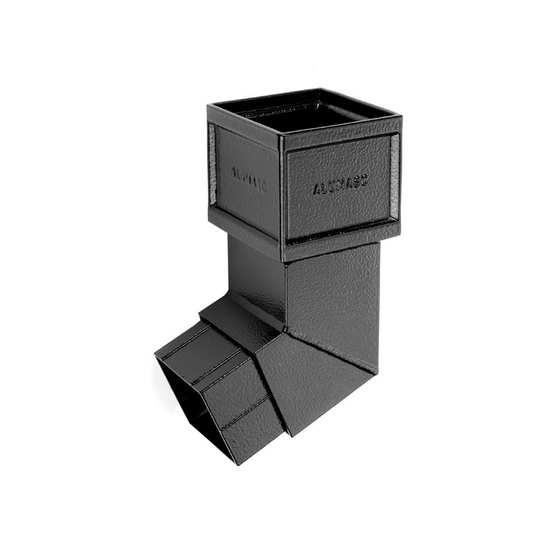 Aluminium Guttering Square Downpipe 112.5dg Bend 100mm - Black ...