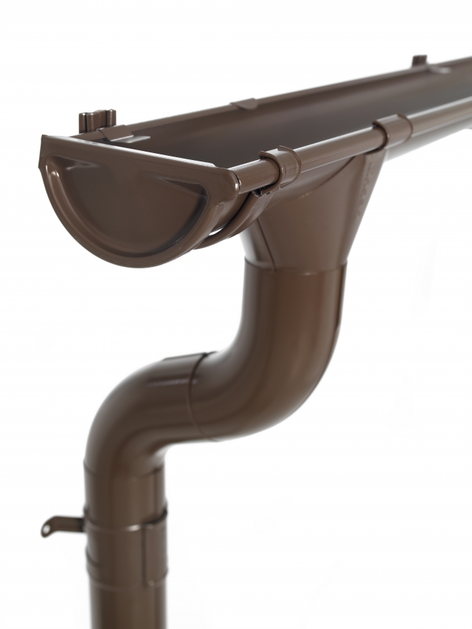 Lindab Steel Half Round Guttering 100mm X 3m Painted Brown Drainage   2604 3 