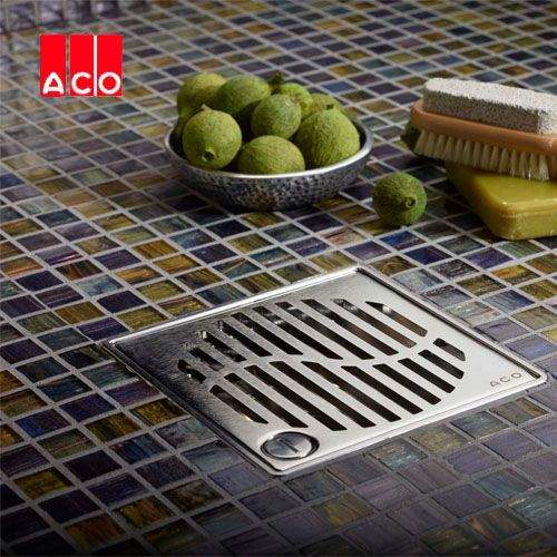 ACO Trapped Shower Gully Vertical Outlet for Tiled Flooring 110mm