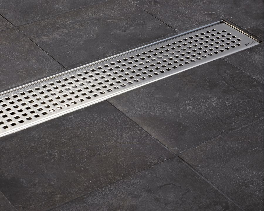 ACO Tiled Flooring Shower Drainage Channel Quadrato Grating 1200mm