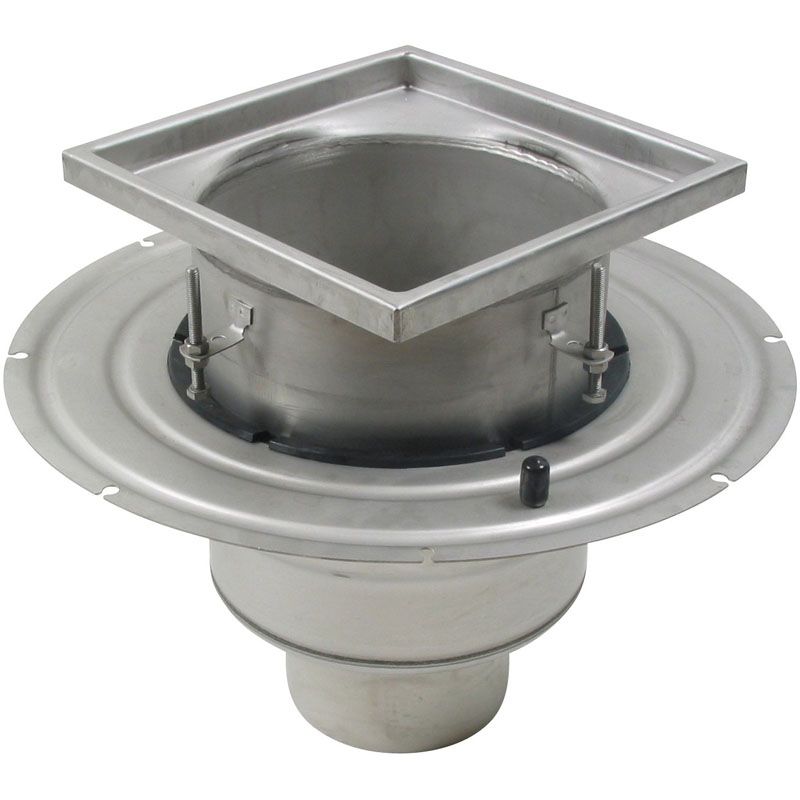 Industrial Adj Vertical Floor Drain Gully Steel 300 x 300mm 160mm