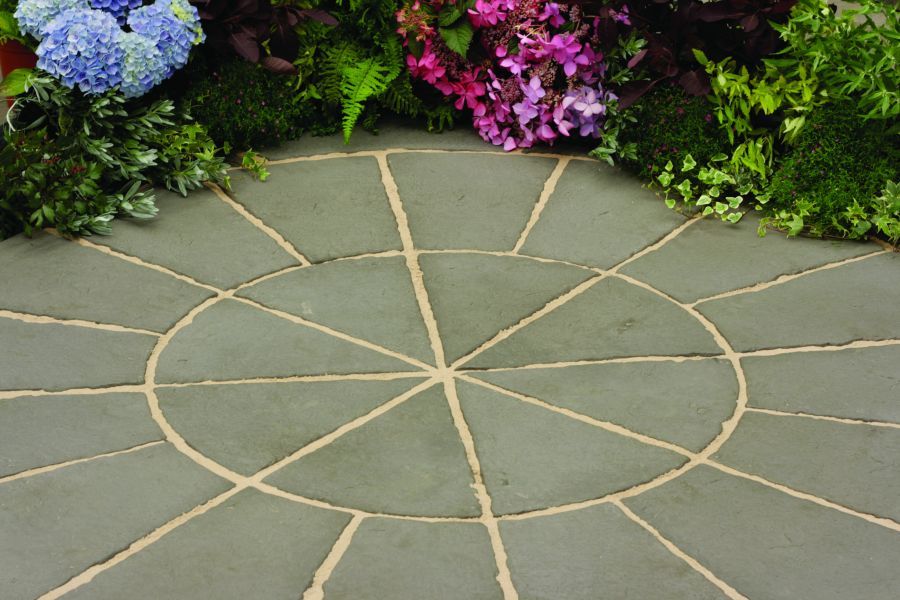 Kelkay Stone Circle Patio Kit Minster Paving 1.8m Graphite Drainage