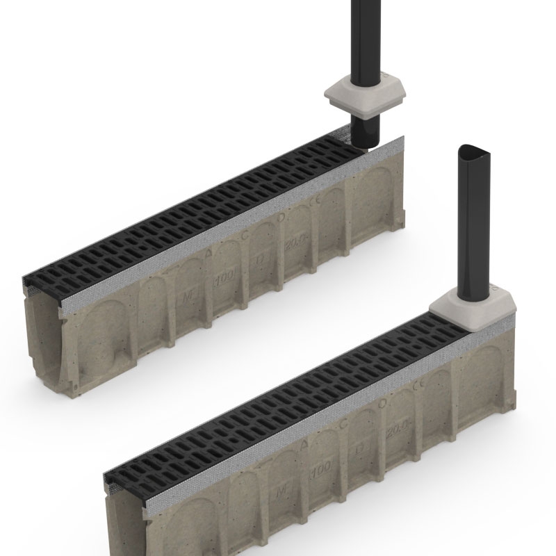 ACO Multidrain M100 Downpipe to Channel Drain Connector 68mm Black