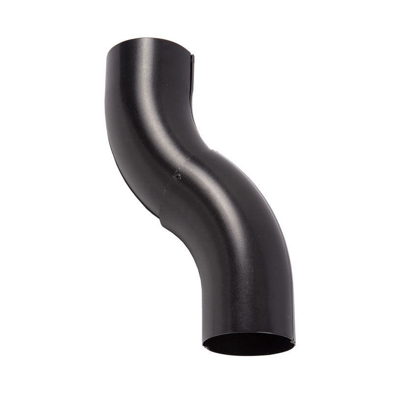 Steel Round Rainwater Downpipe Swan Neck Bend 75mm Black Cyclone Drainage Superstore