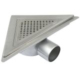 Shower Drain Gully Stainless Steel Triangular Corner Adjustable - 75mm